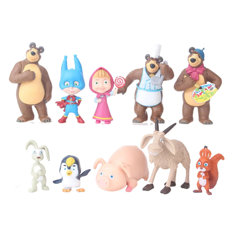 Figuras de Masha para niños, juguetes de oso, 10 unidades por Set