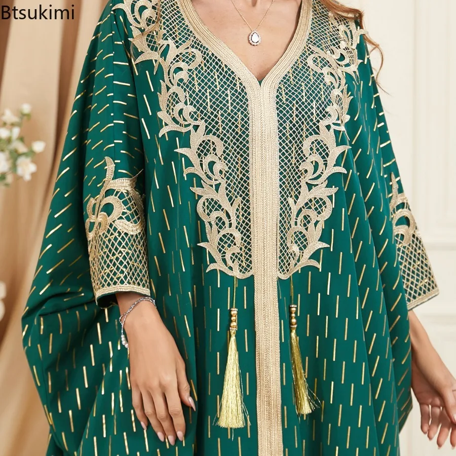 Eid Ramadan Abayas for Women Muslim Fashion Bat Sleeve Loose Maxi Dress Moroccan Kaftan Turkey Arab Party Robe Islamic Clothing