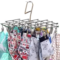 Folding Drying Rack with 35/20 Clips Stainless Steel Windproof Underwear Socks Clip Swivel Hook Hanger Space Saving Drying Rack 2