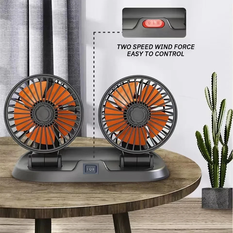 5V 12V 24V Car Fan Cooling Car Fan Dual Head Usb 2 Speeds Adjustable Auto Cooler Air Accessories Wind Regulation car fan