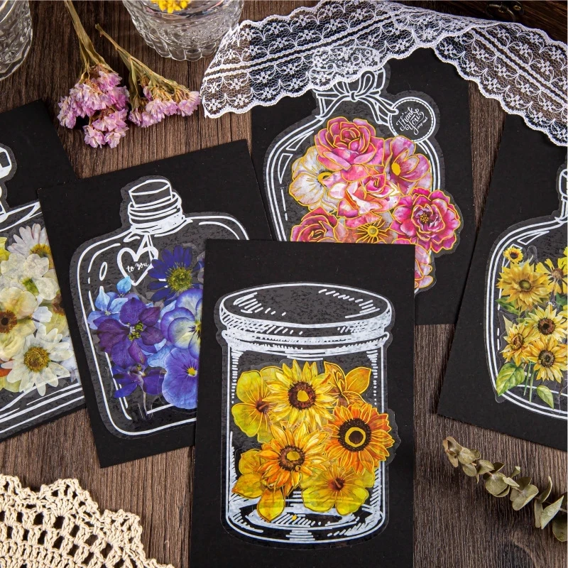 Bookmarks Stationery Supplies 20pcs Transparent Dried Flower Decorative Stickers Scrapbook