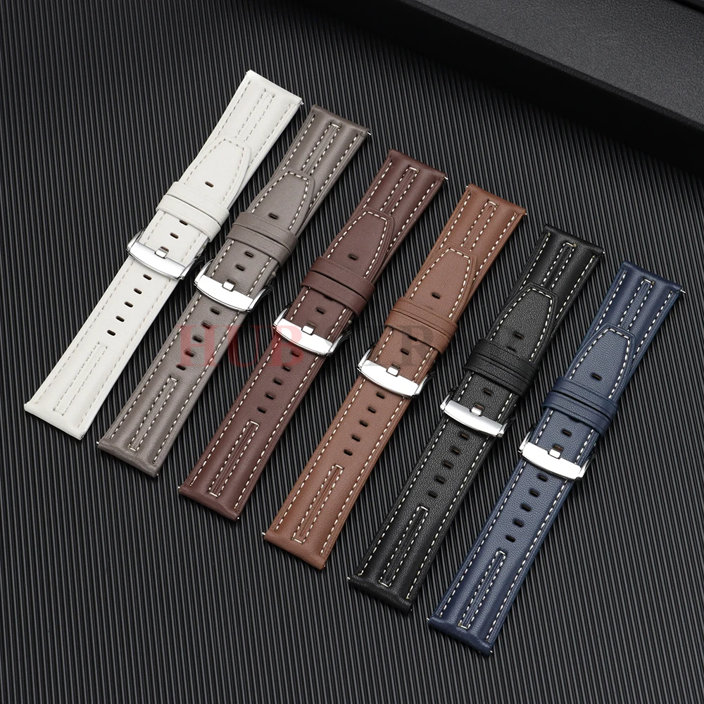 Vintage Leder-Uhrenarmband 22mm Handgefertigtes Genähtes Rindsleder-Armband Business für Omega für Seiko Smartwatch Armband für Männer Frauen – Detail 9