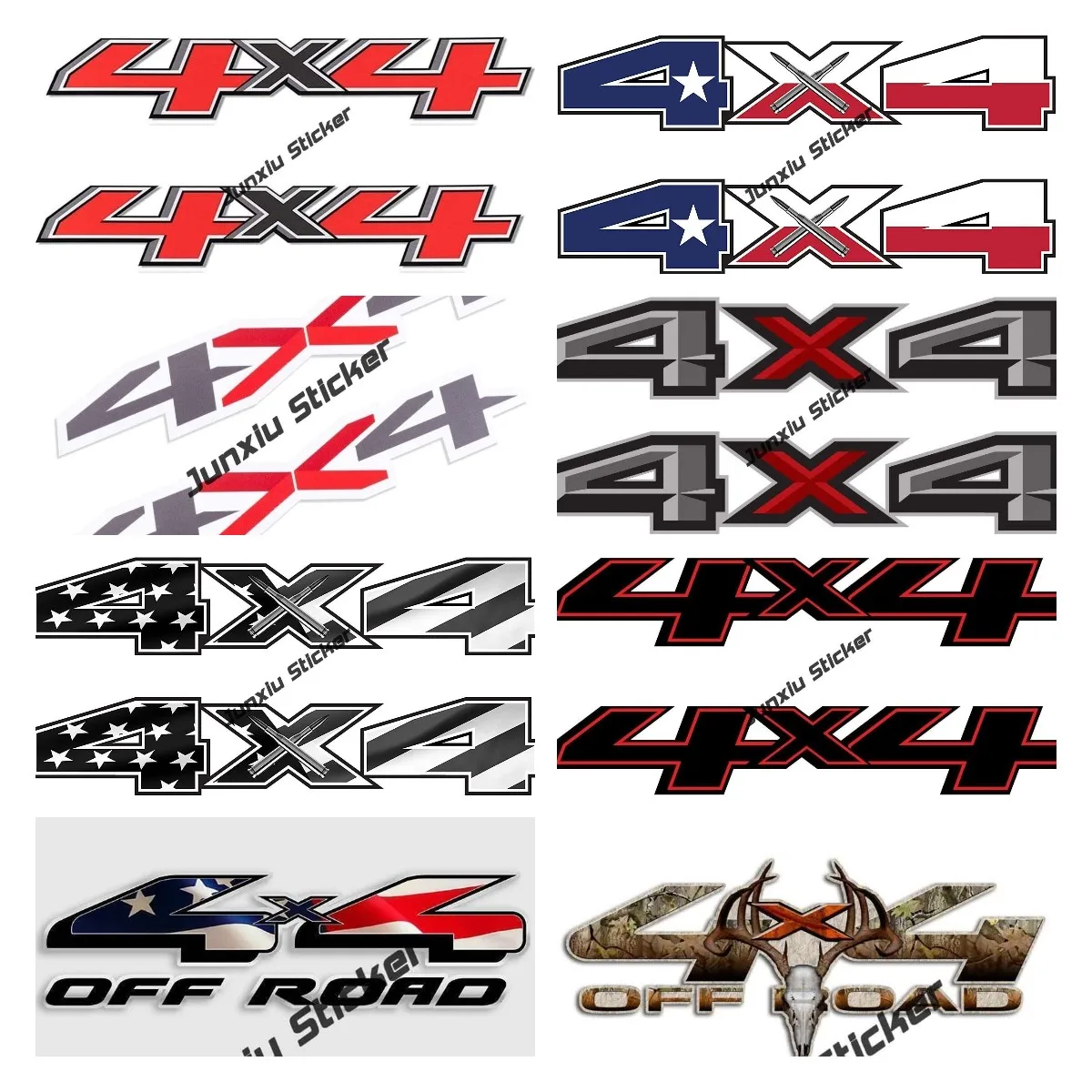 

2 Piece Set 4x4 Decal Sticker for Pickup 4x4 Off Road Waterproof Self Adhesive Vinyl Decal Cover PVC Sticker Car Accessories