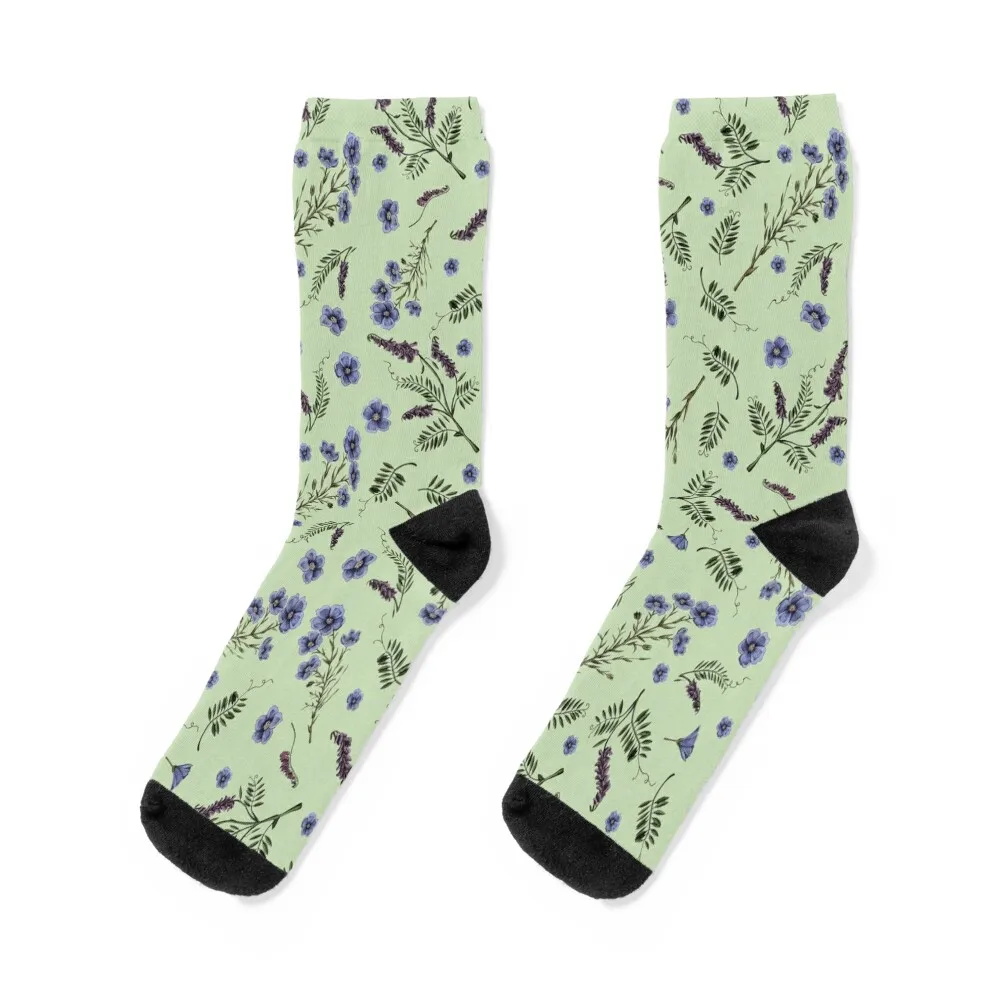 Sage green floral lavender flowers country décor Socks christmas gift warm socks socks man socks cotton Socks Girl Men's