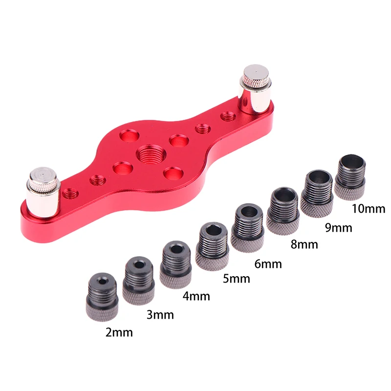 1set Woodworking Drilling Locator Hole Puncher 6/8/10mm Alloy Vertical Hole Jig Wood Dowel Hole Drilling Guide Jig Drill BitKit