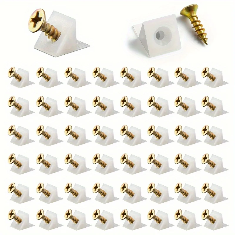Drawer Wedges 50/100pcs Drawer Wedges With Screws 90 Degree Plastic Angle Code Bracket For Cabinets Bookshelves