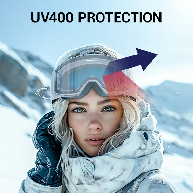 Kapvoe Winter Photochromic Ski Goggles Men Women Snowboard Anti-Fog Mask UV400 Protection Snow Goggles Snowmobile Glasses 3