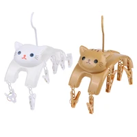 Cat Hangers With 10pcs Clothes Pegs Indoor Outdoor Laundry Clips Underwear Socks Multifunctional Storage Drying Rack 2