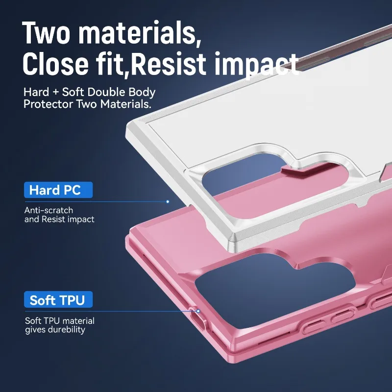 Coque de téléphone portable antichoc de luxe en TPU + PC souple et rigide avec double protection pour Samsung S24 23 22 21Ultra_voghion.com