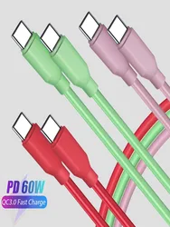 Liquid Silicone USB - C to Type - C Fast Charging Cable - 60W PD - 1M 1PCS (Green)