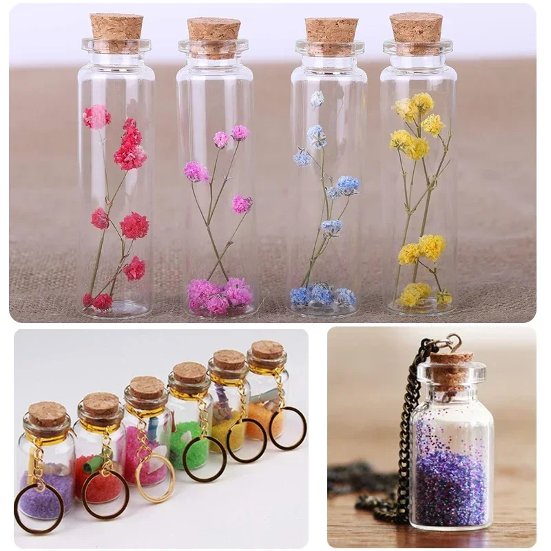 10-5pcs Mini Alien Glass Wishing Bottle With Cork Transparent Blessing Gift Cure Lucky Drift Empty Small Jar Decoration