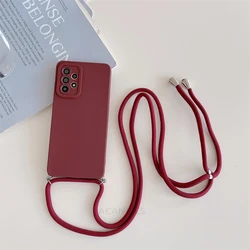 Versatile Silicone Crossbody Lanyard Case with Cord - Flexible Back Cover and Sleek Design for A05S (GS Wine Red)