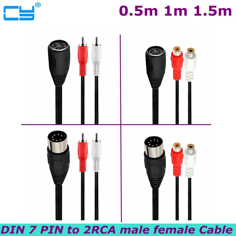 Vendita Calda Cavo Midi 7 Pin Din Coppia 2 Doppia Rca Maschio A Femmina Spina Cavo Audio 1.5M Din 7 Per Cavo Femmina 2Rca Migliore Qualità
