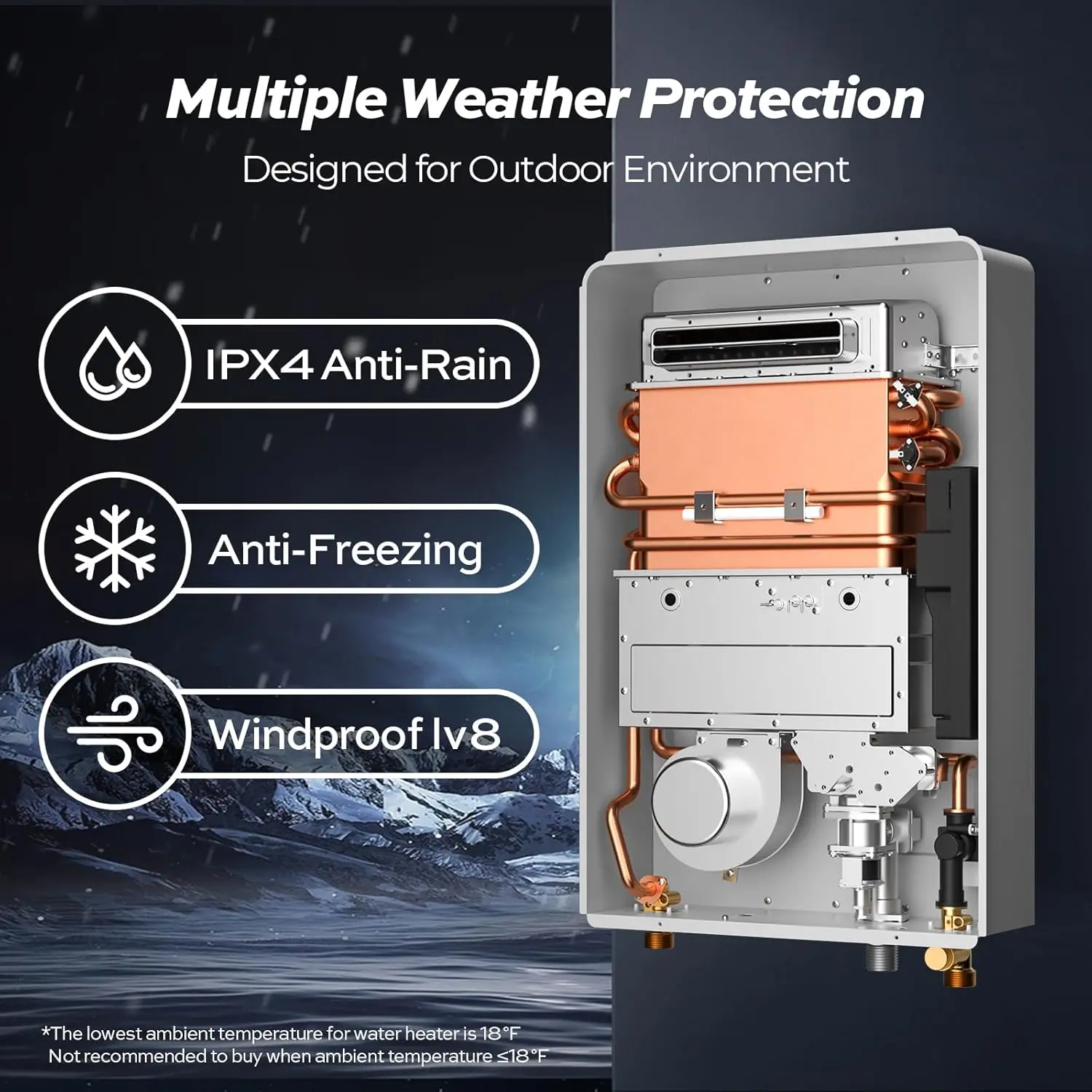 Propane Gas Tankless Water Heater Installation 8.1GPM 180,000BTU Gray Instant Hot Water Heater Instagas Comfort 180S Series