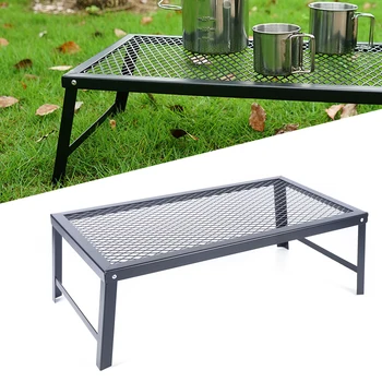Camp Grill Fire Pit Grate, Campfire Cooking, Portable Stand BBQ Rack, Griddle Plate 3