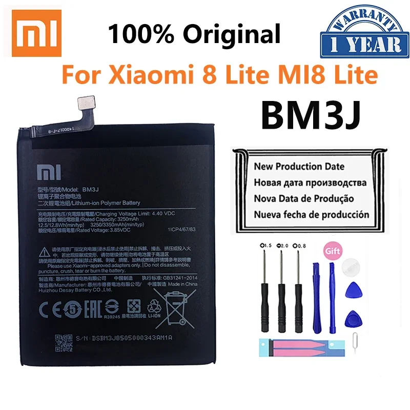 

Xiao Mi Original Phone Battery BM3J For Xiaomi 8 Lite MI8 Lite High Capacity Replacement Battery 3350mAh With Free Tools