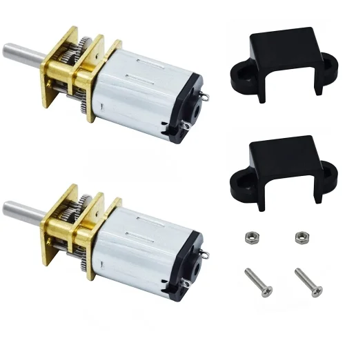 2개 DC 12V 500RPM N20 고토크 감속 모터, 금속 기어박스 모터 포함, DIY RC 장난감용, 홀더 포함 DC 모터