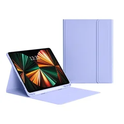 Premium Magnetic Leather Case with Pen Slot and Back Cover - iPad Air6 11 M2 2024 (PURPLE)