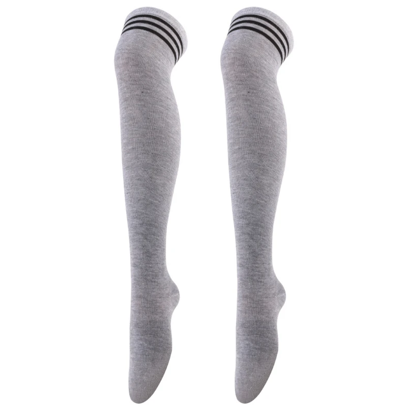 Chic Black/White Striped Over Knee Thigh High Socks
