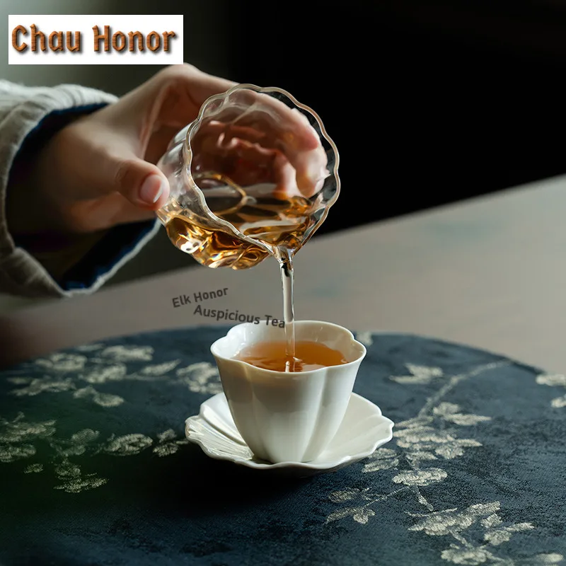 55ml Plant Ash Ceramic Teacup Japanese Tea Bowl Cute Cup Saucer Kit Tea-tasting Smelling Cup Chazhan Master Cups Chinese Tea Set