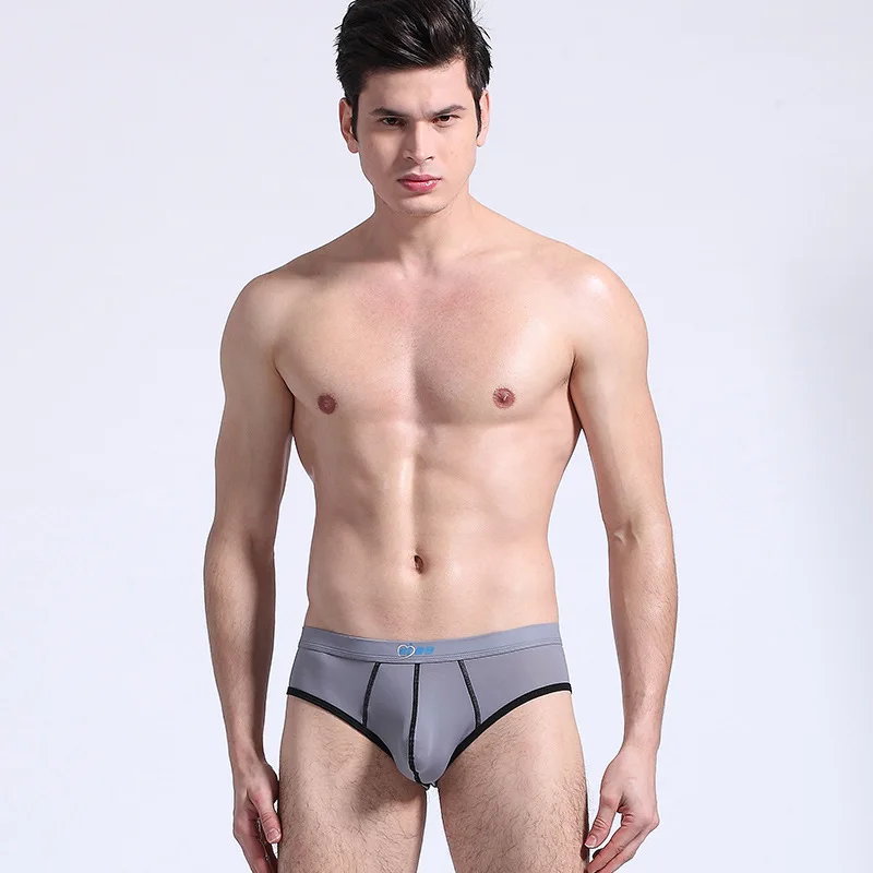 Men Underwear Briefs Intimates Low Waist Seamless U Pouch Wide Anti Rolling High Elastic Ice Silk Loungewear Casual Home Wear - 2