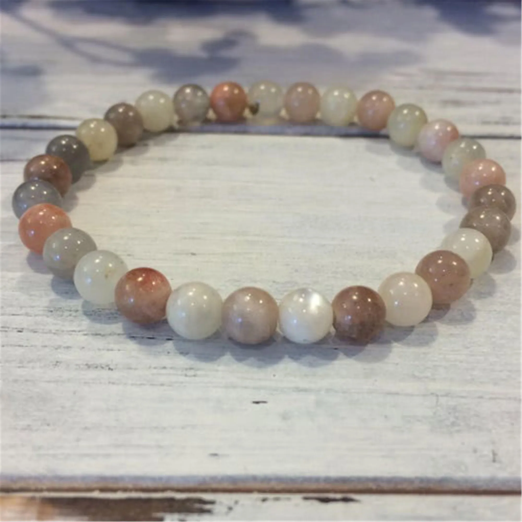 Natural Moonstone Beads Bracelet gift Everyday Casual Gift Unique Children Karma Durable Stackable Classic Adjustable Bangle