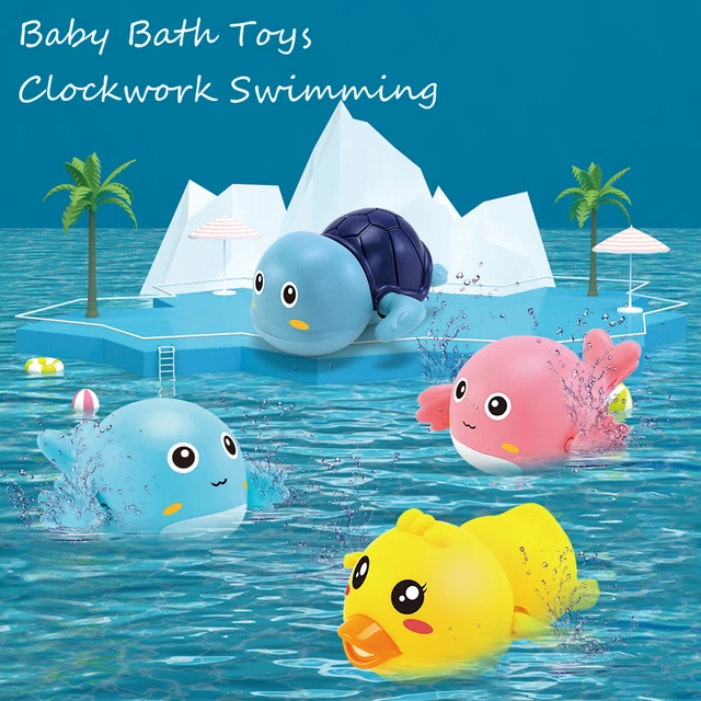 Classic Baby Bath Toys Chain Clockwork Cute Cartoon Animal Turtles Dolphin Children Bathroom Beach Kids Water Playing Toys 2