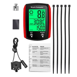 LED Touchscreen Bicycle Speedometer & Odometer with Backlight (Black Red)