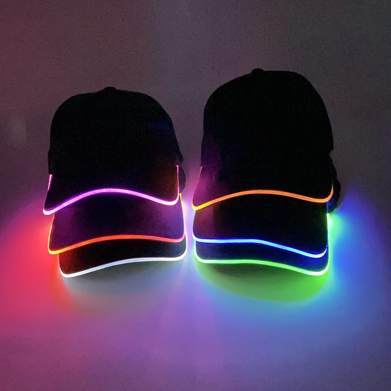 Hot LED Light Up Baseball Cap Neon Colorful Glowing Adjustable Sun Hats For  Women Men Night Running Caps Travel Supplies - AliExpress