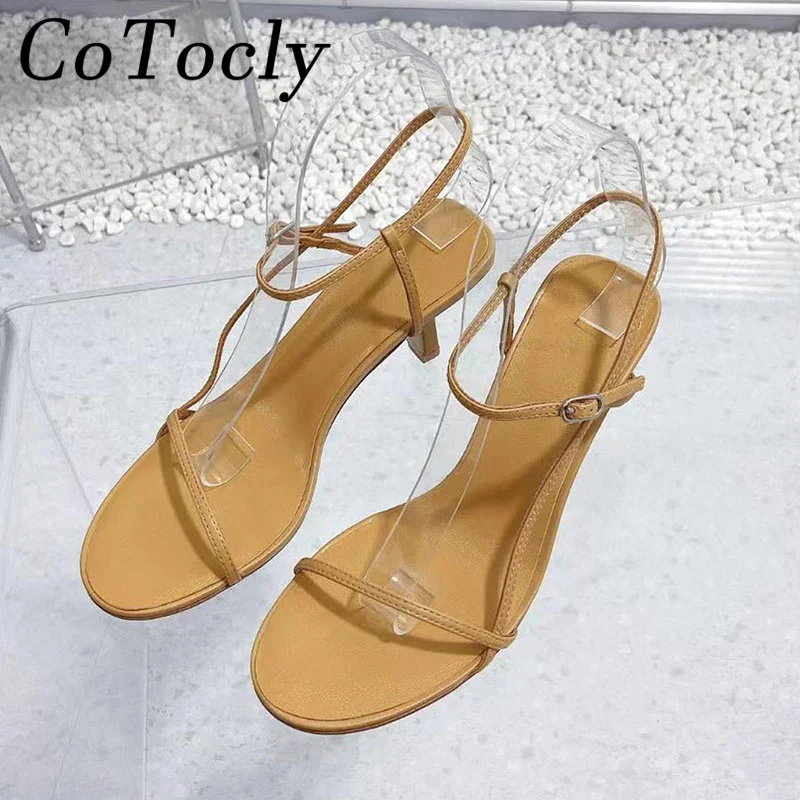 

Sexy High Heels Sandals Women Genuine Leather Narrow Band Runway Shoes Female Summer Thin Heels Sandals Woman Sandalias Mujer