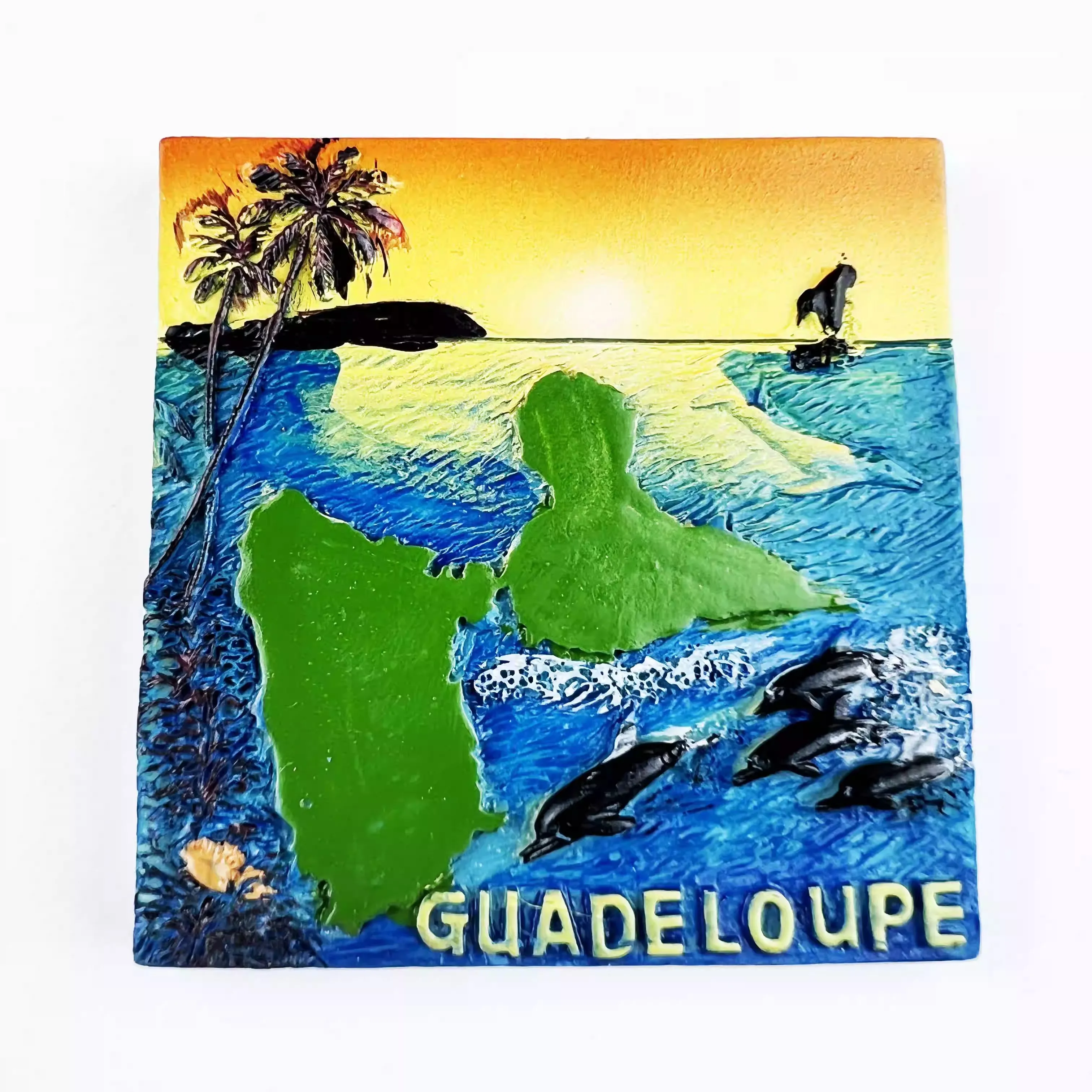 

French Caribbean landmark Guadeloupe Travelling Souvenirs Fridge Magnets Creative Home Decoration Resin Fridge Magnetic Stickers
