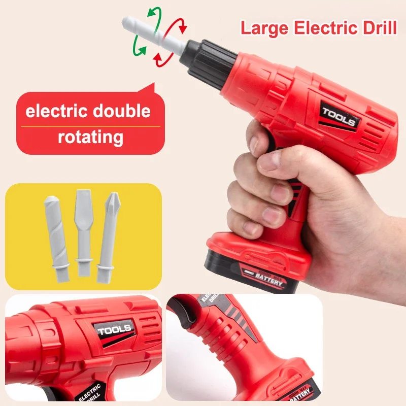 42PCS Children's Pretend Play Toy Toolbox Set Simulation Repair Electric Drill Screwdriver Children's Educational Toy Gift 4