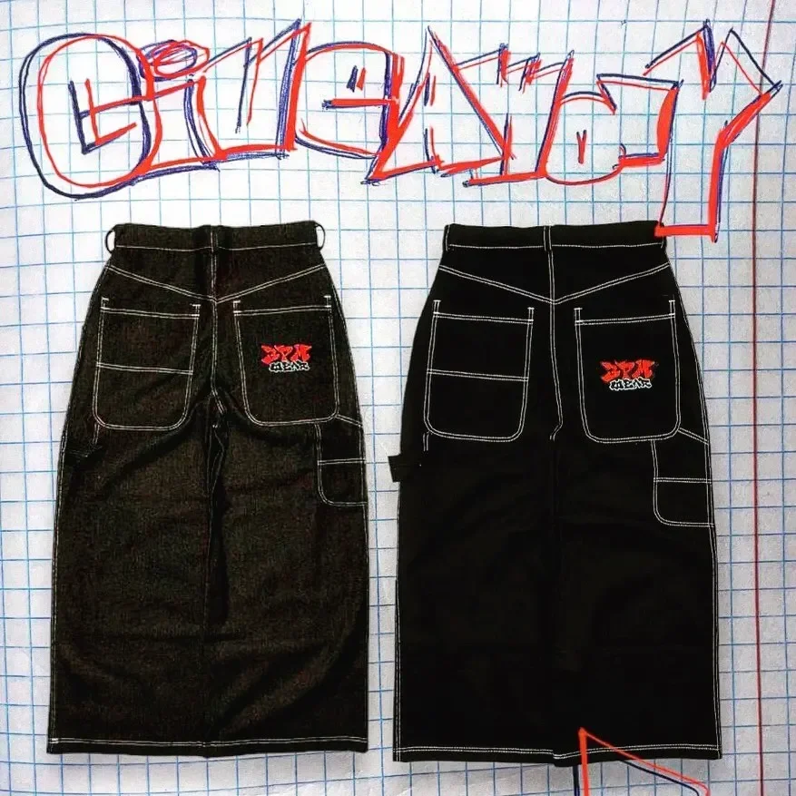 Y2K/REASONBRAND/スカルデニム/スパイダー　クロス/ジップ/鬼ヒゲ 00s y2k 刺繍 鬼ヒゲ 蜂の巣 ウォッシュ バギーデニム 平成 お兄