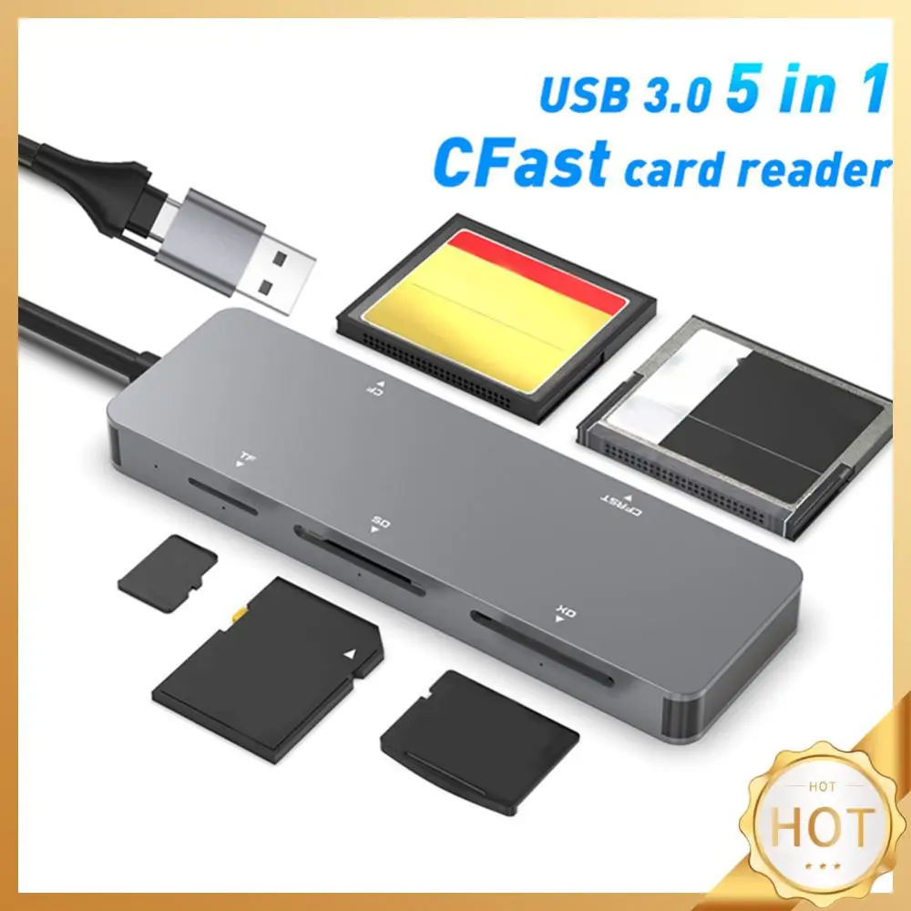PC 노트북 액세서리용 멀티 메모리 카드 리더 어댑터, C타입, USB A, CFast, XD, CF, SD, TF 리더, 5 in 1