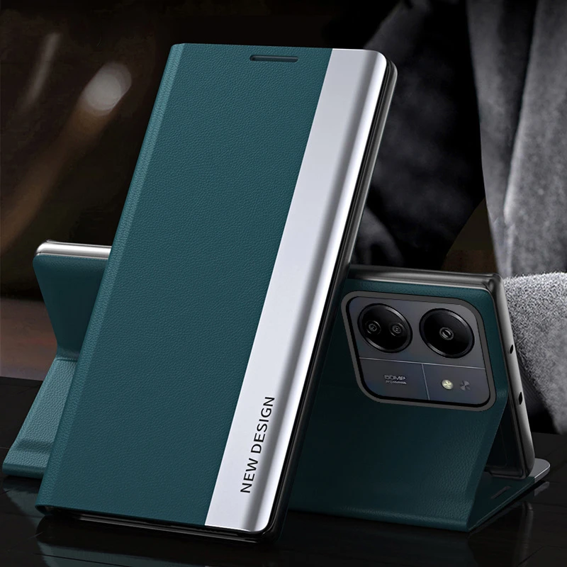 Leather Flip Case with Stand and Enhanced Protection - Elegant Phone Cover