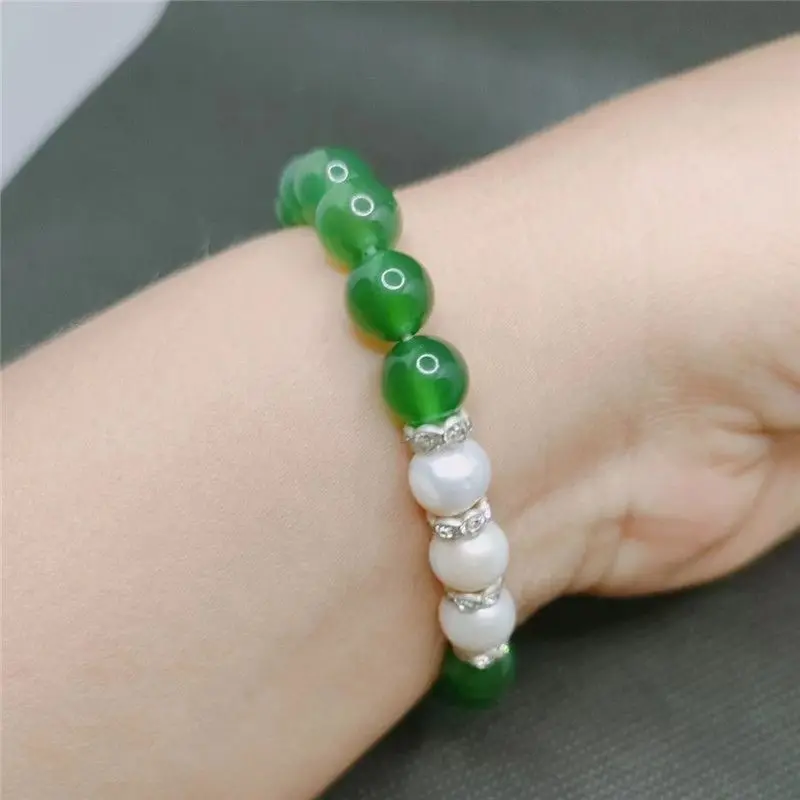 

Fashion Green Agate Pearl Bracelet Women's Bracelet Jade Green Jade