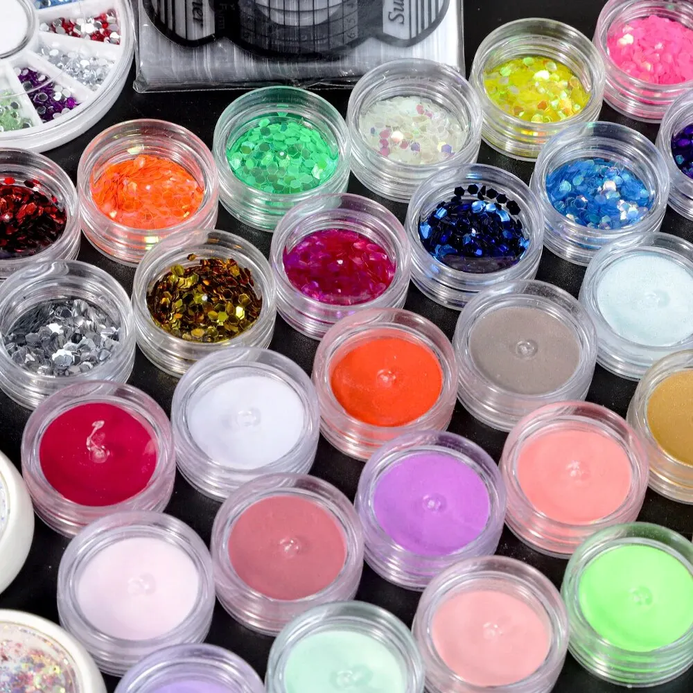 Acrylic Nail Kit Set Acrylic Powder Kit With Nail Lamp Acrylic Nail Glue Glitter Powder Nail Tips Nail Art Tool Kit 4