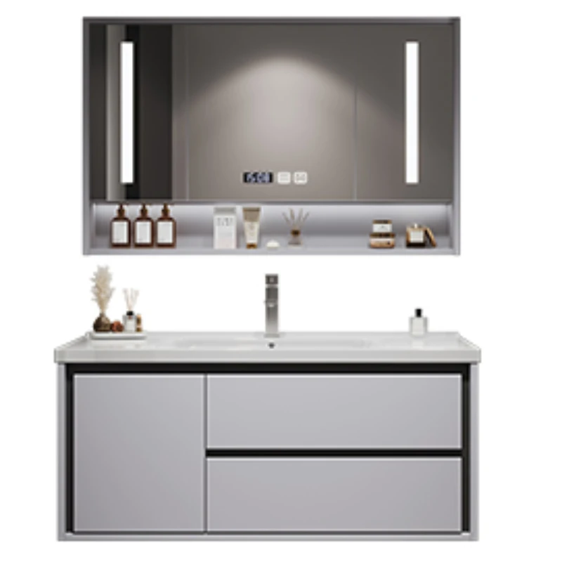 Light luxury oak smart bathroom cabinet combination small apartment bathroom washstand