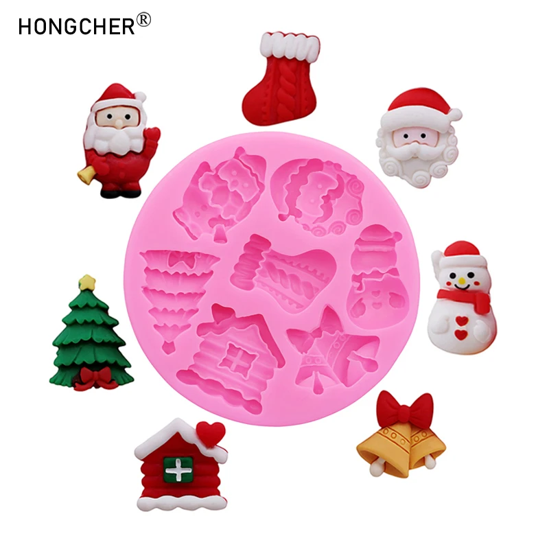Weihnachten Serie Glocken Weihnachtsbaum Schneemann Schneehäuse Schokolade Kuchen Silikonform DIY Harz Schmuck Zubehör Tropfenform – Detail 8