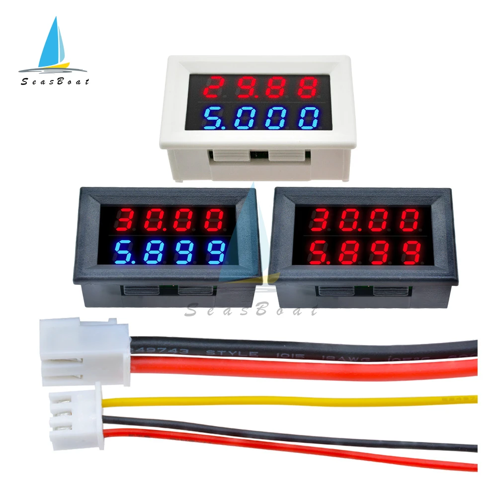 

DC 100V 200V 500V 10A 0.28" LED Digital Voltmeter Ammeter Voltage Current Panel Meter Tester Gauge Blue Red Dual Display