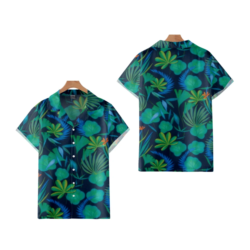 New Men's Shirts Hawaii Tropical Style Parrot Print Short Sleeve Aloha Shirts Cuban Style Summer Plus Size Casual