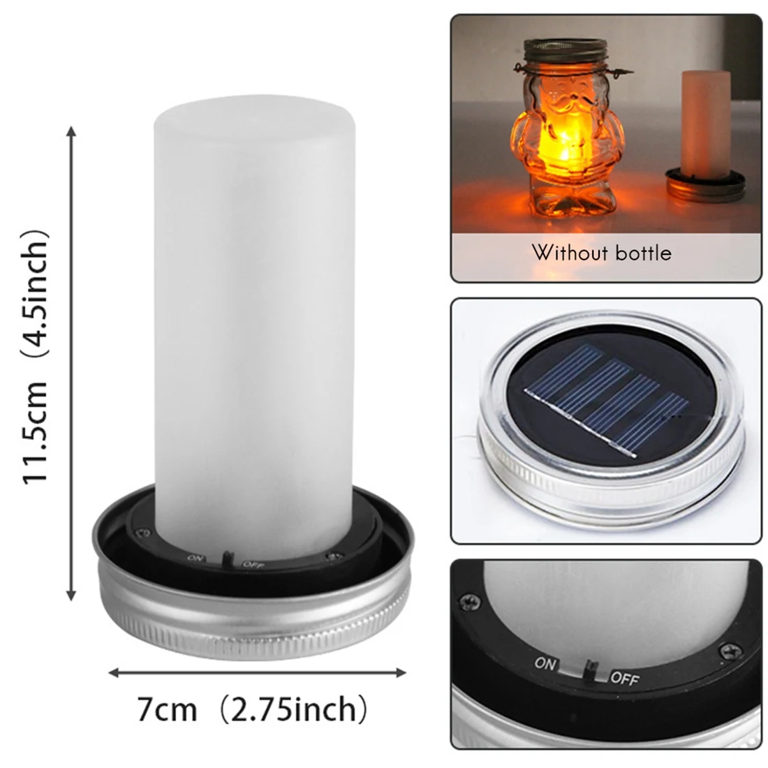 4Pcs Solar LED Mason Jar Lit Light Torch Flame Warm LED Garden Outdoor Solar Bottle Lamp Candle Lantern Decoration solar led bottle lamp