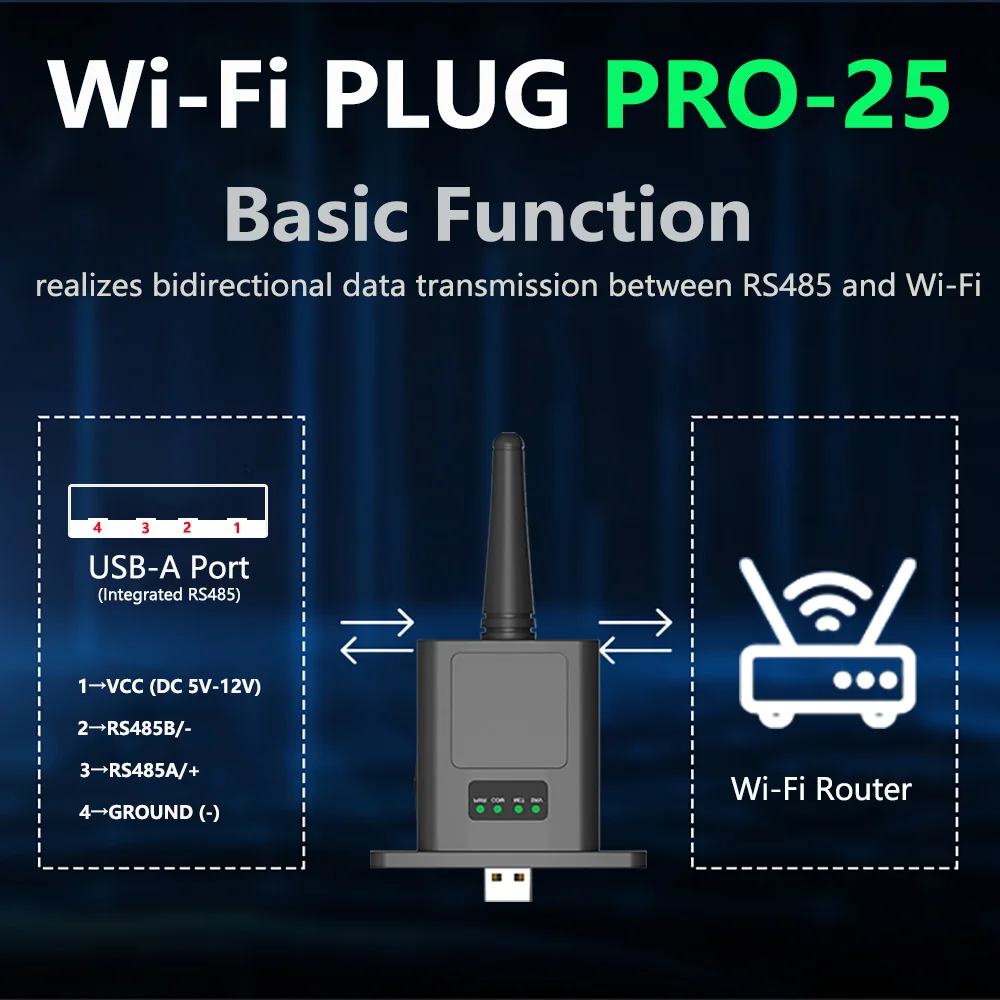 USB WiFi Dongle RS485 WiFi Module For MUST & MUST Energy & Infinisolar Hybrid Inverter Mobile Phone Wireless Remote Monitoring