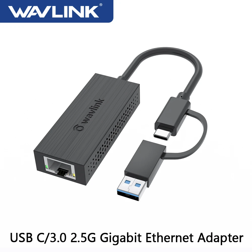 Wavlink 2500mbps Usb C 2.5g External Gigabit Adapter Type C To Rj45 Converter