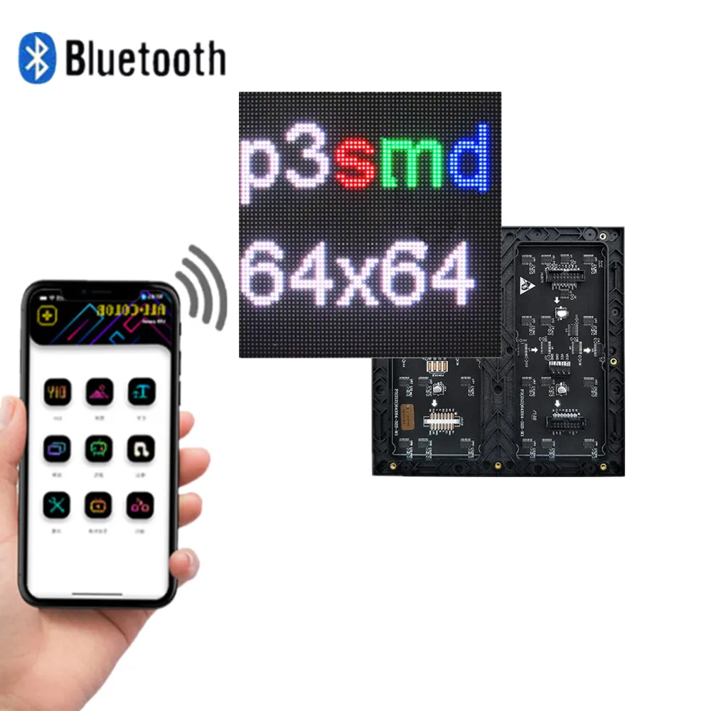

P3 Indoor Full color LED display module 64x64 LED advertising Creen Programmable Car Rear Window Display Phone APP