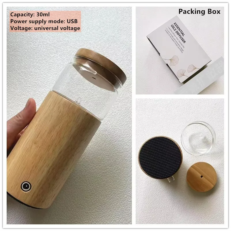 Waterless Aroma Essential Oil Diffuser Wooden Glass Aromatherapy Air Fragrance Electric Scent Diffuser Nebulizer For Home 5