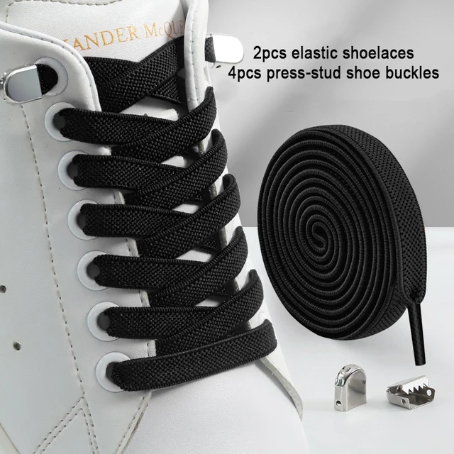 1 Pair Elastic Press Lock Shoelaces Laces Sneaker Adult No Tie Shoelace  100cm S