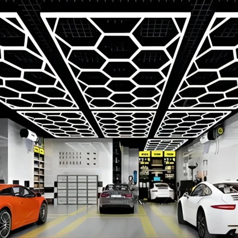 Hot Sales Honeycomb  Modular Car Care Detailing Workshop Bar Light Hexagon Led Lights With Border