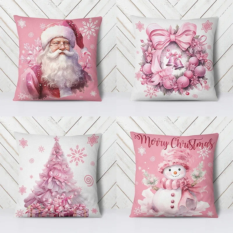 

Christmas Pink Pattern Pillow Covers Printed Patterns Home Decor Sofa Cushion Covers Decorative Party Car Bedding
