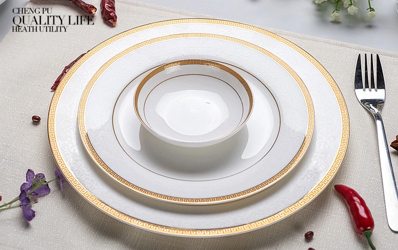 3pcs/lot, 10 & 8 & 4 inch, real bone china dinner plate set, white porcelain plate, dishes for restaurant, white porcelain tray